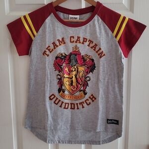 NWT Harry Potter T-Shirt Quidditch Team Captain Grey Raglan Ladies Womens Top